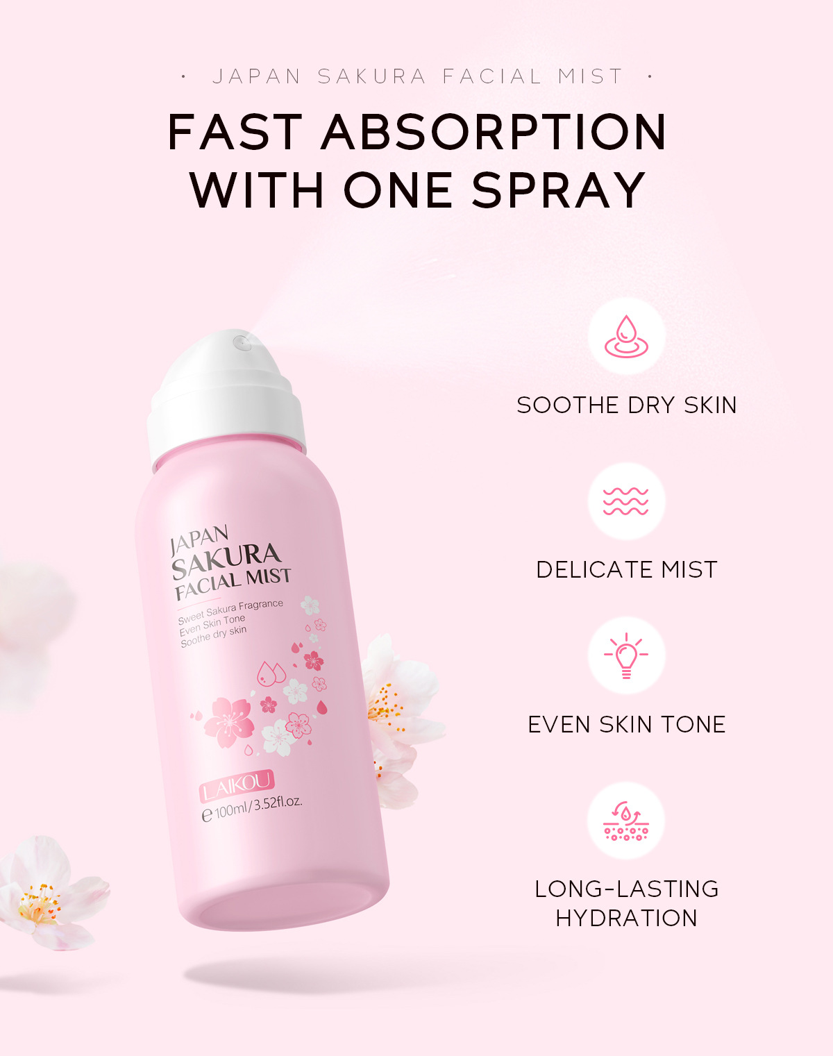 LAIKOU Sakura Facial Mist Brig - đánh giá và giá Oil Mister Spray Bottle