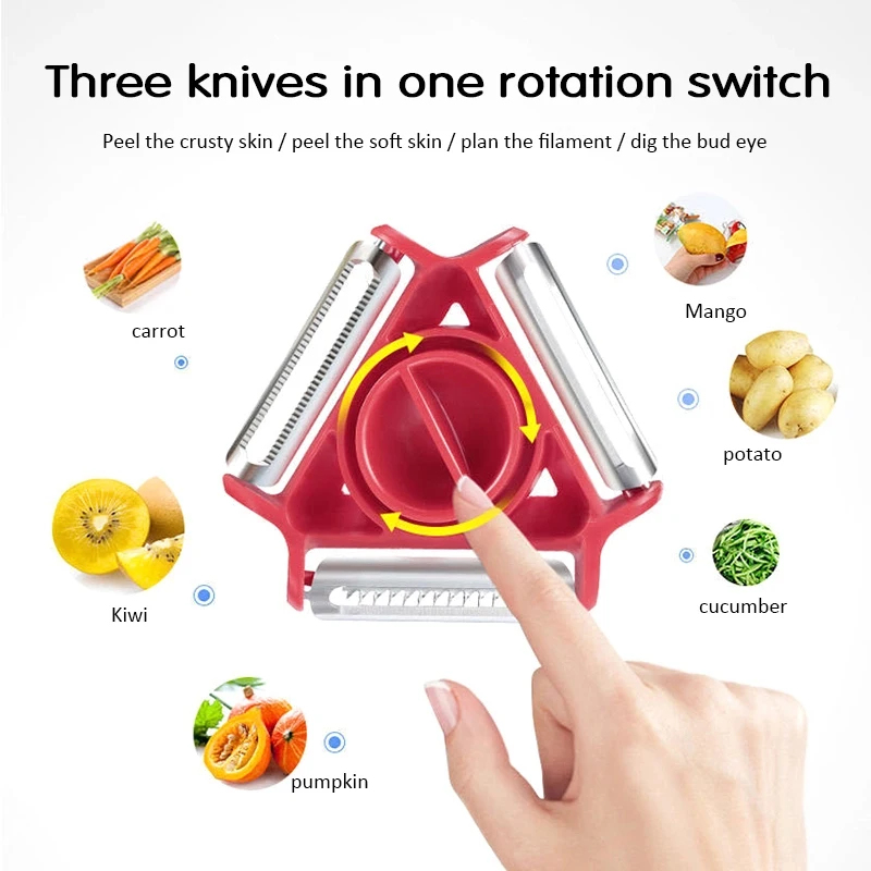 1/3PCS 3in1 Magic Trio Peeler  - đánh giá và giá Household Kitchen Gadgets Vegetable Cutter Silk Cutter